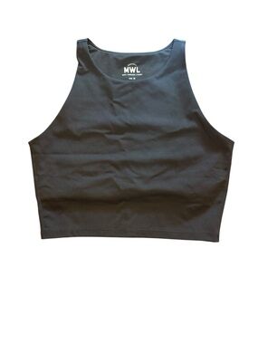 Madewell MWL NWT Black High Neck Crop Tank Size M